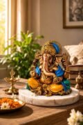 Buy Lord Ganesha Idol for Home, Temple, Car, or Office Premium Golden & Multicolor Ganesh Ji Murti Resin Statue
