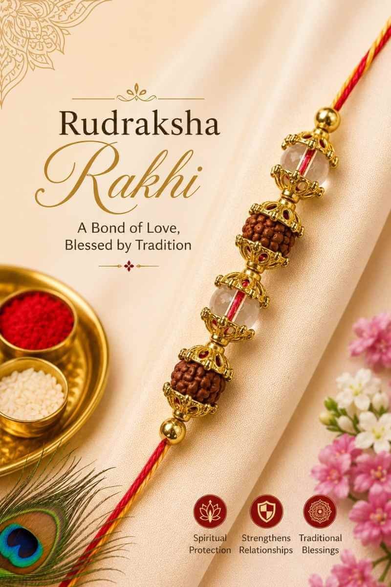 Buy Rudraksha Rakhi for Divine Protection and Blessings of Lord Shiva Ji