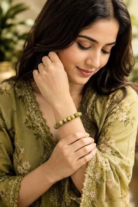 Natural Serpentine bracelet for Protection from Negative Energies, Boost Inner Peace, and Support Pitru Dosha Remedies