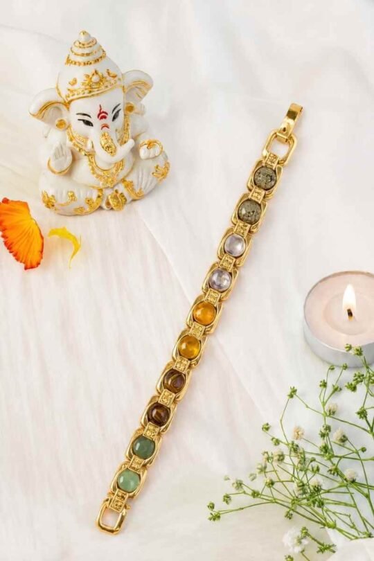Premium Money Magnet Bracelet Crafted with 5 Powerful Crystals in Golden Chain