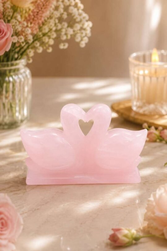 Rose Quartz Mandarin Duck Pair for Love, Peace, and Marital Harmony