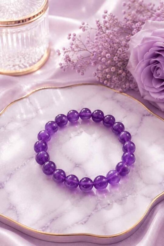Authentic Amethyst Bracelet for Stress Relief, Meditation, and Better Sleep Quality