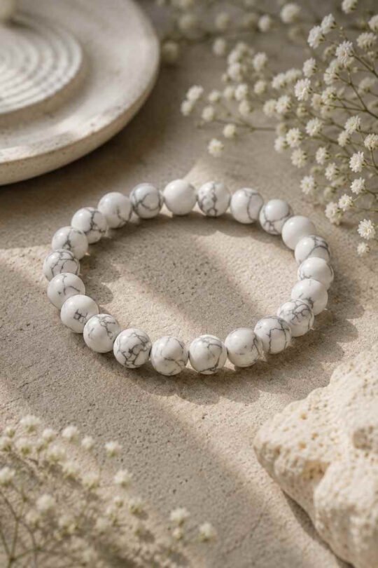 Natural AAA-Quality Howlite Bracelet For Patience, Mental Clarity, and Stress Relief
