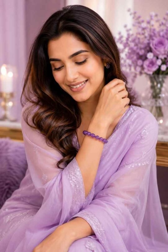 Natural Amethyst Bracelet for Stress Relief, Ease Anxiety, Meditation, and Better Sleep